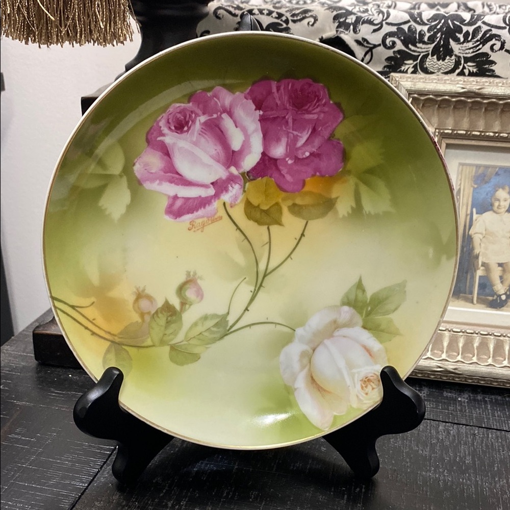 Antique P.S.A.G. Hand Painted Artist Signed Ragouse 8” Cabinet Plate!